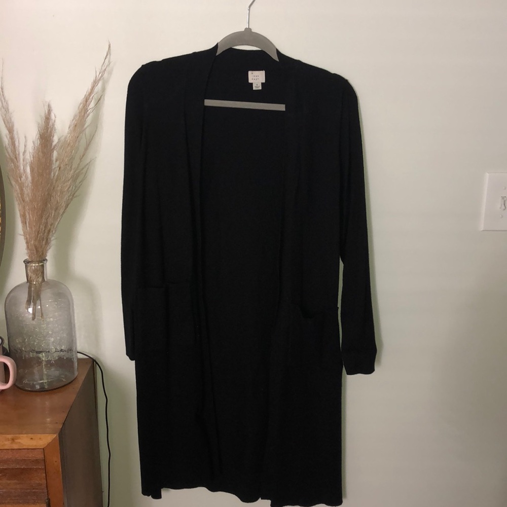 Long black cardigan
